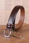 کمربند مردانه قهوه‌ای صاف ۳.۵ سانتی‌متری از ۱۰۰% چرم طبیعی - 12201