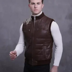 جلیقه چرم طبیعی مردانه - 12721