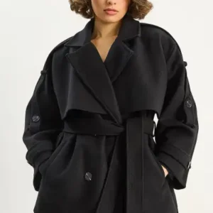 کاپشن کوتاه زنانه با جزئیات آپولت، آستردار و کمربند دار، دارای جیب - مدل 2026 کد 60283711 - 12356