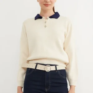 کلاه‌گرد با یقه نپ سوزنی نیمه‌دکمه‌ای پایه‌ای - 11798