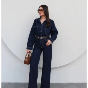 ست جین کلاهِ بزرگ دارای دکمه و جیب در جلو - 12021