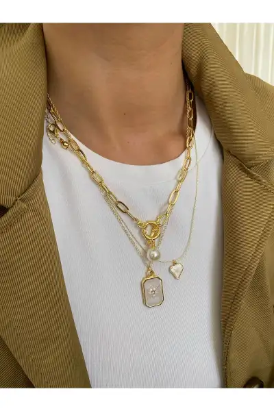 زیورآلات ترکیبی سه تایی با طراحی خاص و نگین مرواریدی - 12060 زیورآلات ترکیبی سه تایی با طراحی خاص و نگین مرواریدی - 12060