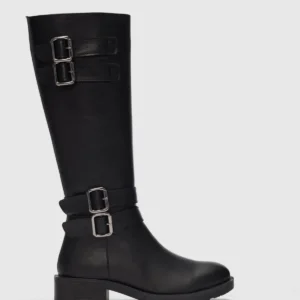 چکمه زنانه با جزئیات قلاب دوگانه بنی بیلک - مشکی - 11965