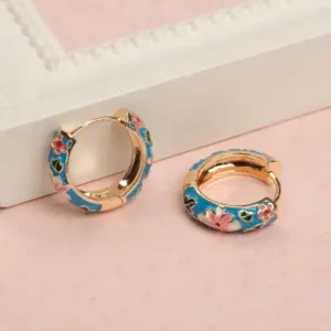 گوشواره رنگی با طرح گل مینلی، استیل و با تضمین عدم تغییر رنگ - 12117