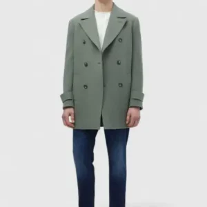 پالتوی کلاهی دکمه‌دار کژوال با برش راحت به رنگ سبز روشن - 13110