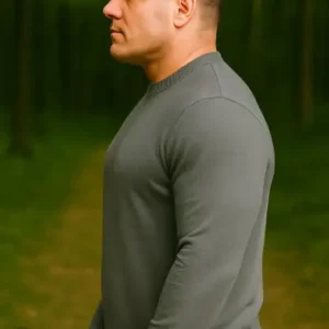 ژاکت پشمی خاکستری بزرگ مردانه با طراحی ساده - 13004