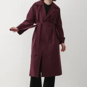 ترنچ‌کوت زنانه با یقه کراواتی و آستر دار به رنگ bordo - 12569