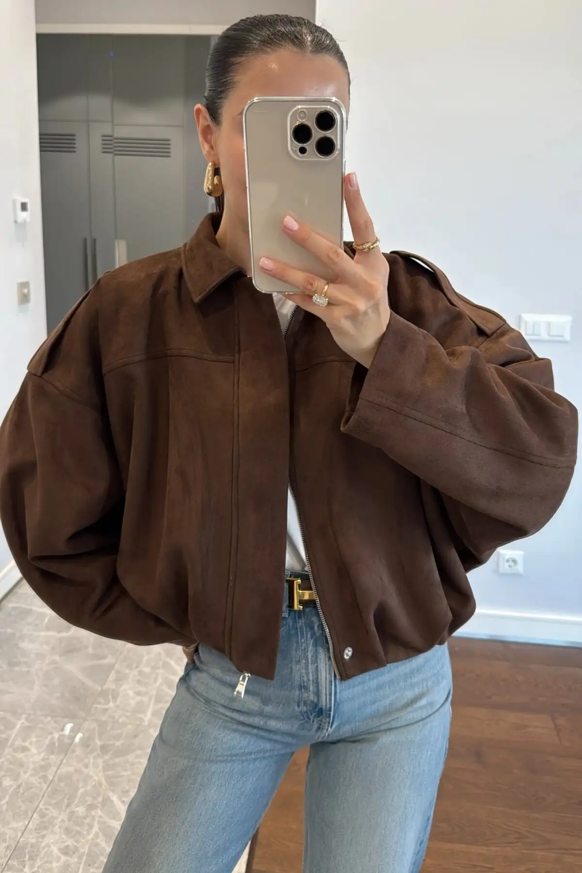 کت سورمهای یقهدار آستیندار زبردست زنانه از جنس سوئیت فصل جدید - 11822 کت سورمهای یقهدار آستیندار زبردست زنانه از جنس سوئیت فصل جدید - 11822