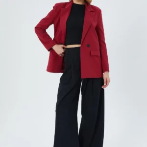 کت بلیزر زنانه با طرح بزهویی به رنگ بوردو شماره 4516 - 11843