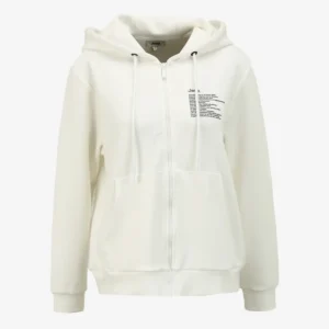 سویشرت کلاه‌دار زنانه سفید شکسته با طراحی ریلکسیشن J4SL-SWT7019 - 11905