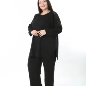 تونیک سایز بزرگ با جزئیات آستین پل و لایکرا - 12520