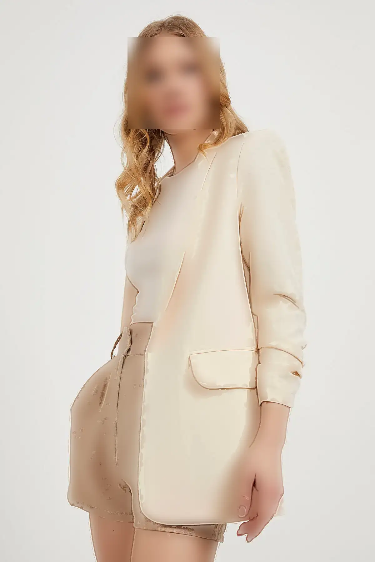 ژاکت بلیزر زنانه با آستینهای جمعشده به رنگ بژ مناسب فصول مختلف - 11880 ژاکت بلیزر زنانه با آستینهای جمعشده به رنگ بژ مناسب فصول مختلف - 11880