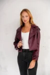 ژاکت بایکری چرم bordo زنانه وینتج - 11903