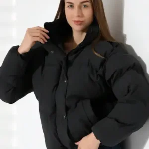 کاپشن اورسایز با یقه خز زنانه - 13022