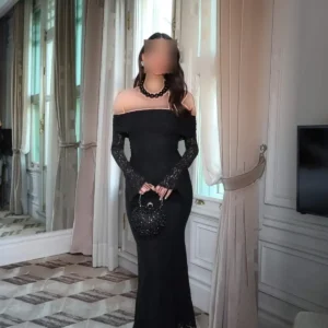 پیراهن یقه مادونا با آستار - 12024