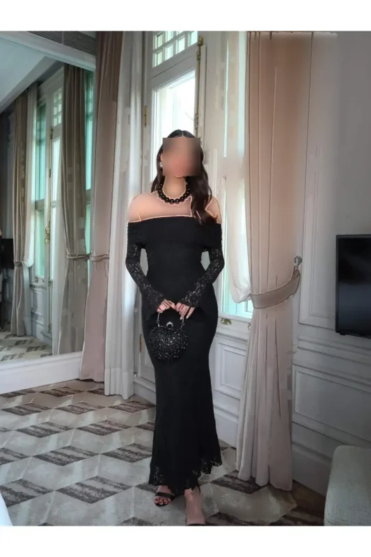 پیراهن یقه مادونا با آستار - 12024