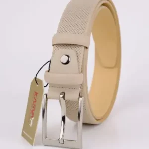 کمربند چرمی اصل به رنگ بژ تیره با عرض 3.5 سانتی‌متر - 12195