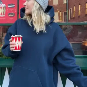 سویشرت اورسایز با کلاه و پارچه شاردون رنگ لاجوردی MG1566 - 12277