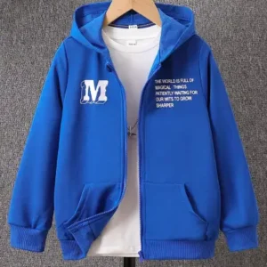 هودی زیپ‌دار با طراحی چاپی آبی - 12429