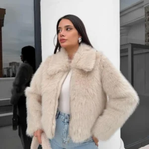 کُت خز وارداتی با جزئیات زیپ - 12040