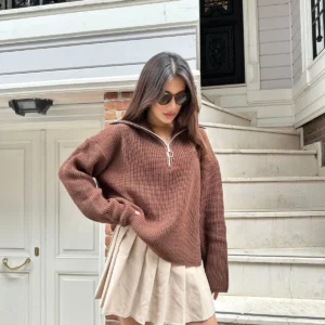 ژاکت با زیپ بافتنی - 11799