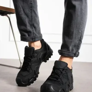 کفش/چکمه تاکتیکی مشکی نامرئی با بند، مقاوم در برابر آب و باد و دارای زیره ضد لغزش برای استفاده در فضای باز. - 12213