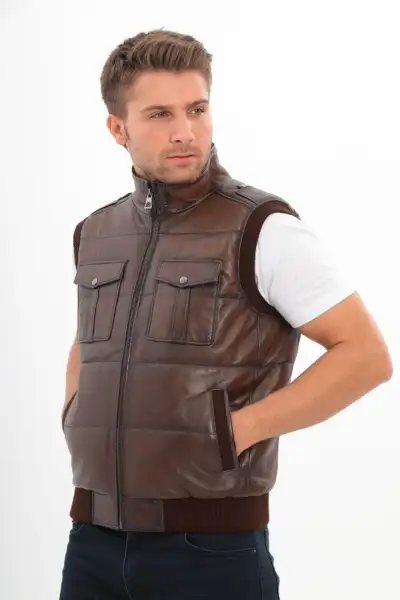 جلیقه مردانه چرمی طبیعی تابا - 12723 جلیقه مردانه چرمی طبیعی تابا - 12723