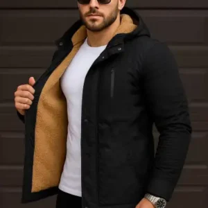 کاپشن بلند با کلاهی بزرگ و ضد آب و باد، داخلش پشمی است. - 12288