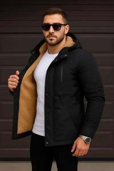 کاپشن بلند با کلاهی بزرگ و ضد آب و باد، داخلش پشمی است. - 12288 کاپشن بلند با کلاهی بزرگ و ضد آب و باد، داخلش پشمی است. - 12288