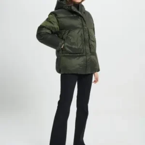 کاپشن زنانه شیشمه با طراحی راحت و جیب‌دار، به رنگ خاکی - 12625