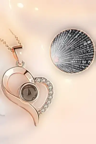 گردنبند نقره زنانه - گردنبند نقرهای با نوشته "دوستت دارم" به 100 زبان، با روکش طلا صورتی - 12114 گردنبند نقره زنانه - گردنبند نقرهای با نوشته "دوستت دارم" به 100 زبان، با روکش طلا صورتی - 12114