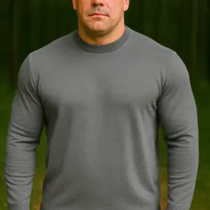 ژاکت پشمی خاکستری بزرگ مردانه با طراحی ساده - 13004