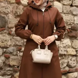 کت ترنچ کات یقه‌دار با جیب و طرح خطی داخلی - 12561