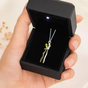 گردنبند دو حلقه‌ای نقره 925 عیار در جعبه روشن Premium - 12054