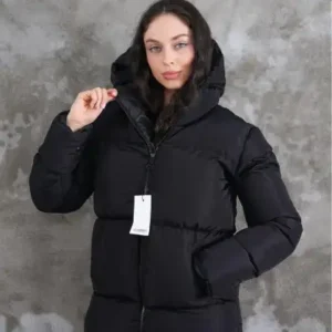 پالتوی شمعی کلاهدار مشکی زنانه کلاسیک - 12611