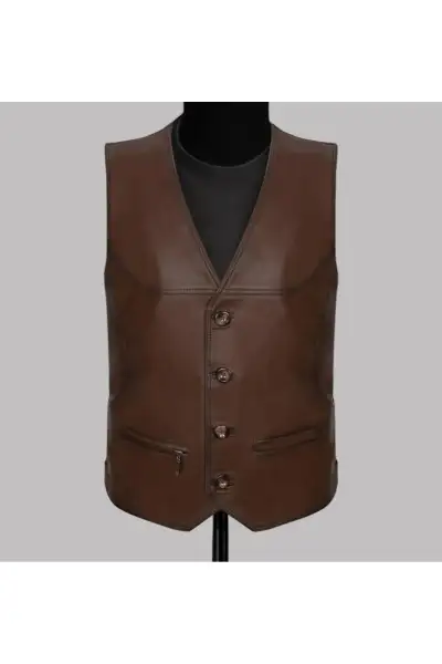 جلیقه کلاسیک چرم اصل - 12719 جلیقه کلاسیک چرم اصل - 12719