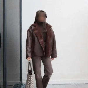 کت سوئدی دکمه‌دار قهوه‌ای - 11932