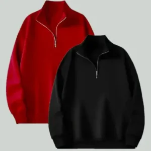 سویشرت مردانه زیپ دار با یقه کلاسیک سایز بزرگ ترک