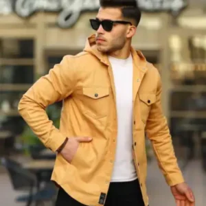 کت جین کلاهدار به رنگ خردلی روشن - 12883