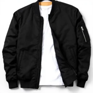 جاکت بمبری کلاهی دو جیبی سیاه رنگ مناسب برای هر جنسیتی - 11916