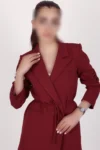 بلزر جکت زنانه با کمربند بورگاندی - 11852