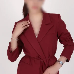 بلزر جکت زنانه با کمربند بورگاندی - 11852