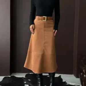 دامن مدی سفید زنانه از جنس سوئد - 12896