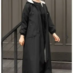 کاپشن باندیت زنانه با زیپ و کلاه و جیب دار - 12666