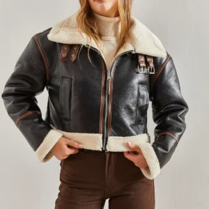 کت زنانه کمردار لمینت دار - 11828