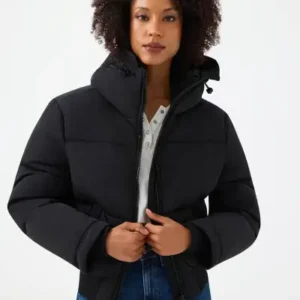 کت کلاهدار مشکی زنانه مدل LF2040788 - 12696