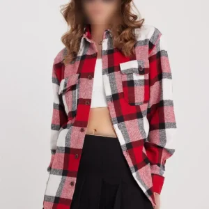 بلوز زنانه با برش راحت و متناسب، دارای دو جیب و دکمه‌ای، با طرح چهارخانه برای فصل زمستان - 11802