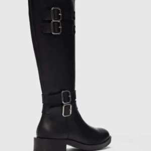 چکمه زنانه با جزئیات قلاب دوگانه بنی بیلک - مشکی - 11965