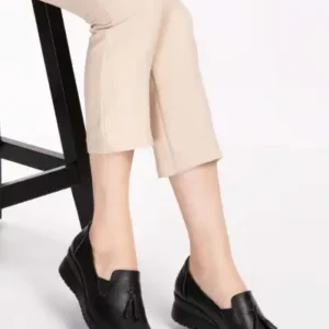 کفش روزمره پاشنه دار با کفی آناتومیک چرم زنانه - 12784