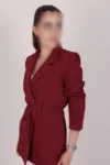 بلزر جکت زنانه با کمربند بورگاندی - 11852
